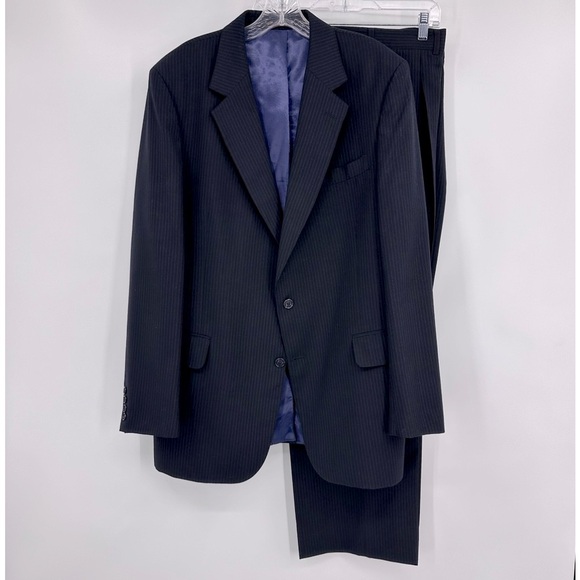 Yorkshire Square Pinstripe Suit Two Piece Charcoal Gray Size 43 L - Picture 1 of 16